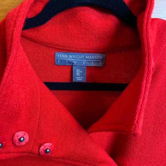 FENN WRIGHT MANSON Red & Tan Wool Coat, Size L - Picture 7 of 7